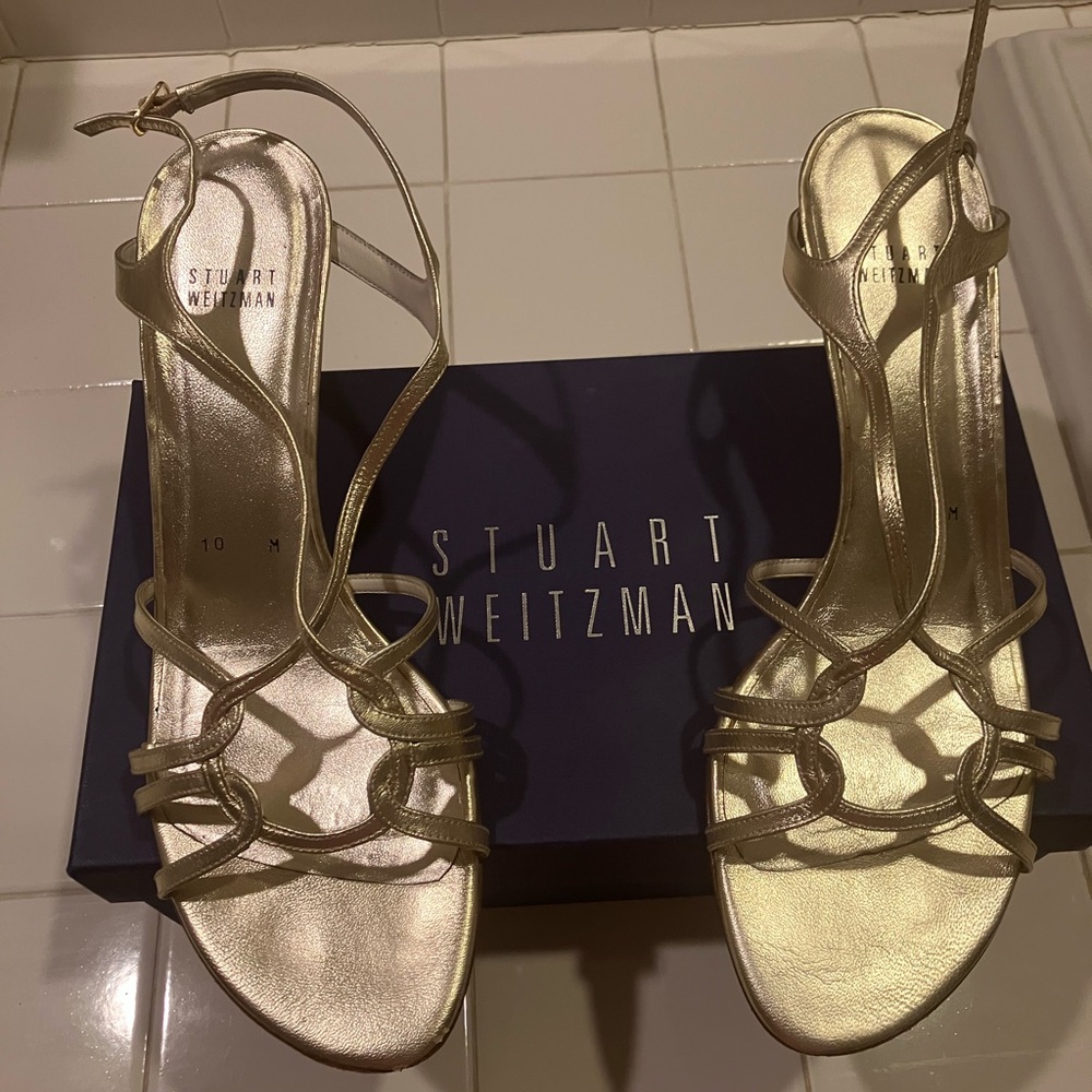 Stuart Weitzman Gold Strappy Sandals